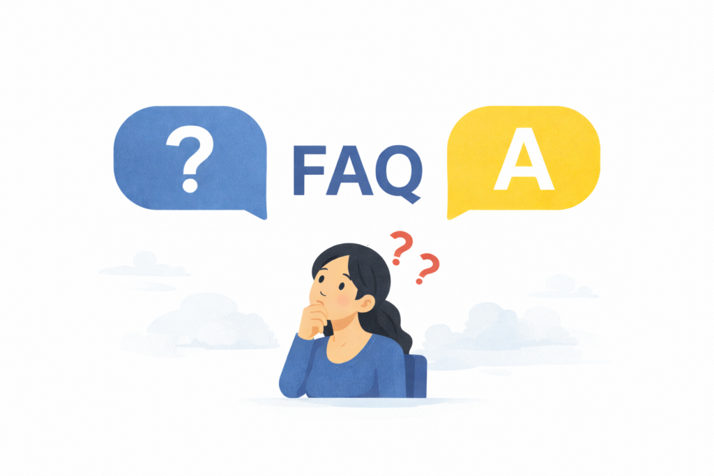 英語独学に関するよくある質問と不安をまとめたFAQのイメージ